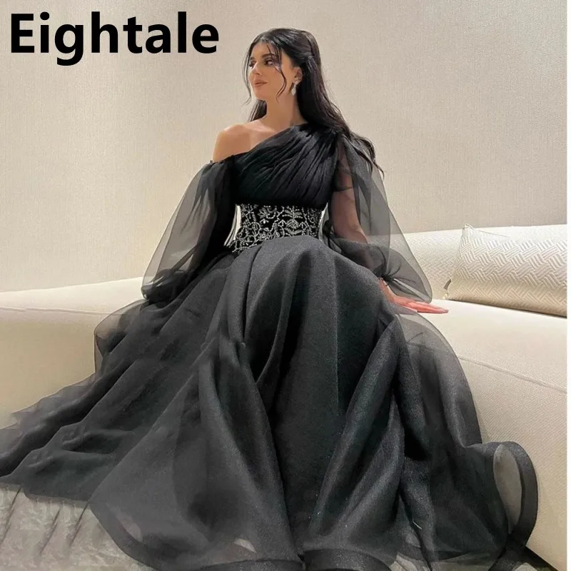 A Line Modern Arabic Women Black Organza Evening Dresses 2023 Puff Sleeve One Shoulder Formal Prom Dress Dubai Party Gown
A Line Modern Arabic Women Black Organza Evening Dresses 2023 Puff Sleeve One Shoulder Formal Prom Dress Dubai Party Gown