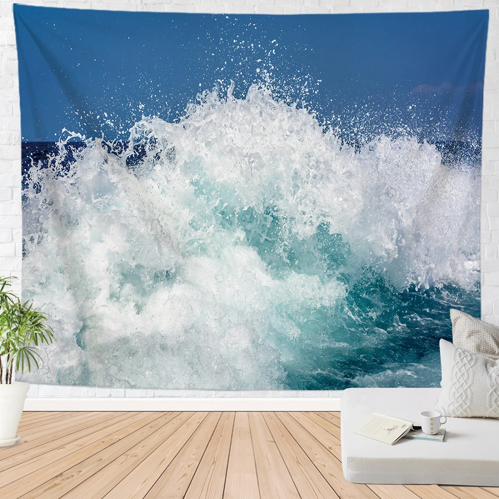 

Waves Beach Tapestry Sun Cloud Water Splash Surfing Nature Seascape Tapestries Bedroom Living Room Dorm Home Decor Wall Hanging