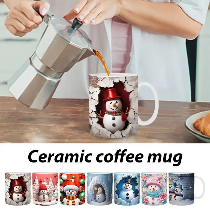

Christmas Snowman Mug Printed Coffee Mugs Durable Dishwasher & Microwave Safe 3D Lovely Printed Ceramic Coffee Mugs For Coffee