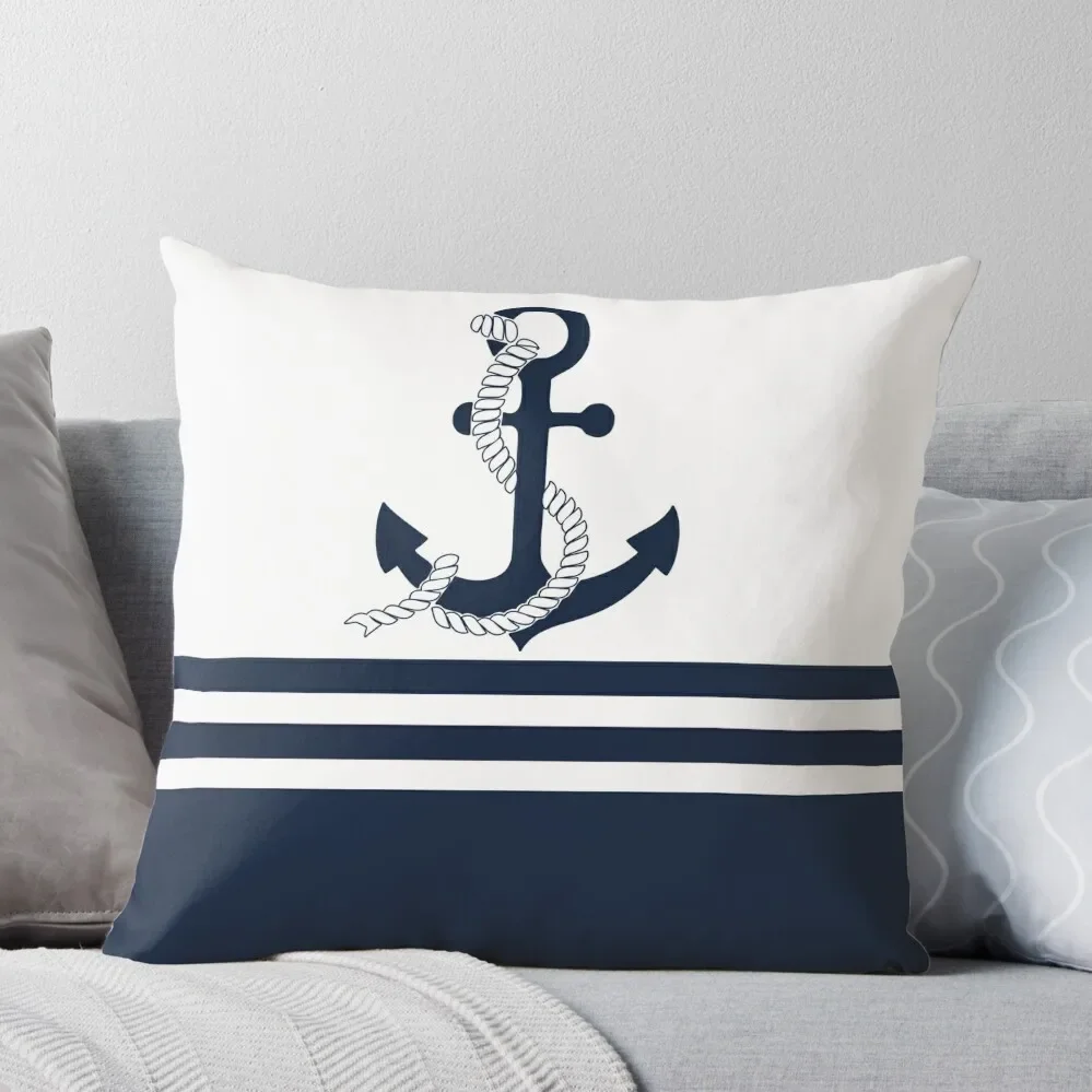 

Nautical blue anchors with blue and white stripes Throw Pillow Christmas Pillowcase Sofa Covers Embroidered Cushion Cover