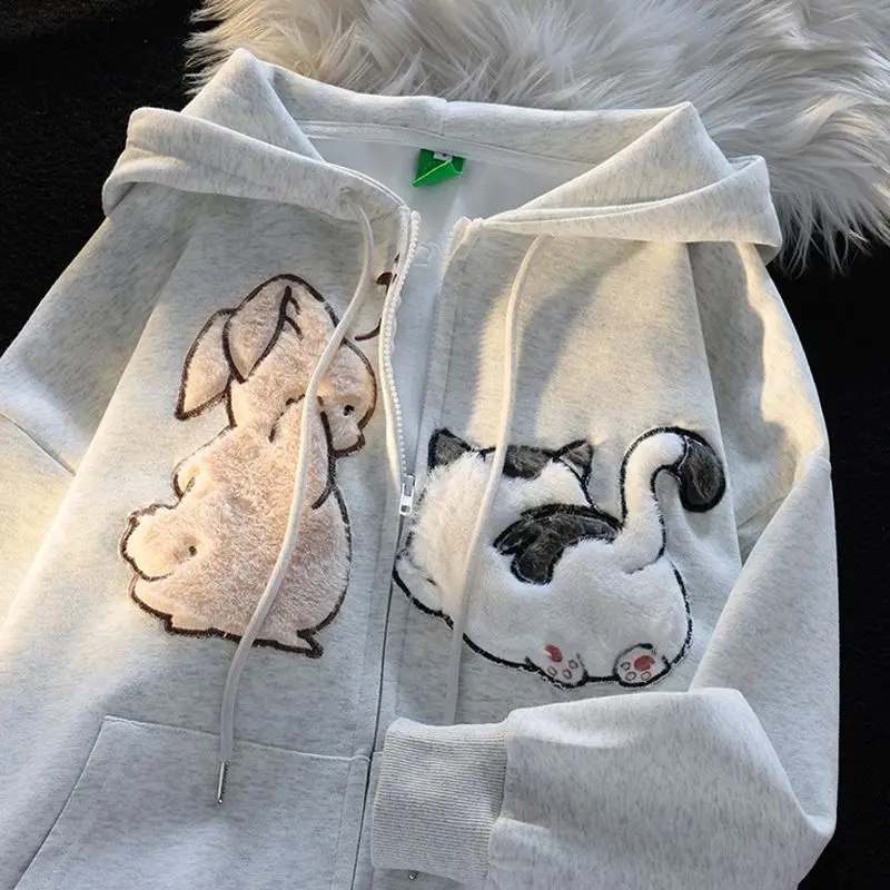 American cartoon rabbit cat couple outfit hooded sweatshirt for women autumn and winter loose zipper cardigan couple niche coat
American cartoon rabbit cat couple outfit hooded sweatshirt for women autumn and winter loose zipper cardigan couple niche coat