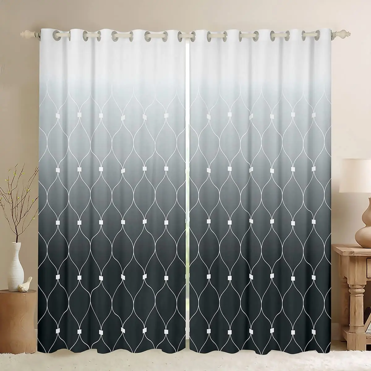 Geometric Pattern Grey Curtains Gradient Grey Black Window Treatments Drapes Window Panel Fabric Coffee Curtain Home Decoration
Geometric Pattern Grey Curtains Gradient Grey Black Window Treatments Drapes Window Panel Fabric Coffee Curtain Home Decoration