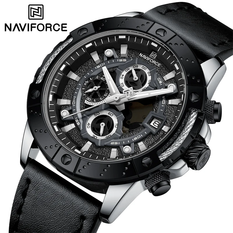 

NAVIFORCE Men's Chronograph Watch Waterproof Fashion Sport Calendar Leather Strap Luminous Quartz Wristwatches Relogio Masculino
