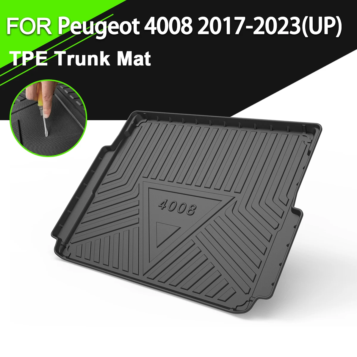 

Коврик для багажника из ТПЭ для Peugeot 4008 2017-2023, автомобильный водонепроницаемый нескользящий резиновый подкладка для груза, аксессуары