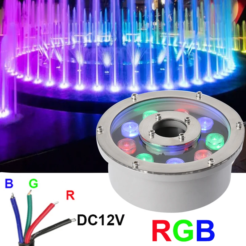 

4-линейный внешний RGB-подводный фонарь для фонтана с внешним управлением, 12 В, 24 В, светодиодный, водонепроницаемый садовый Ландшафтный фонарь для бассейна, 9 Вт, 18 Вт