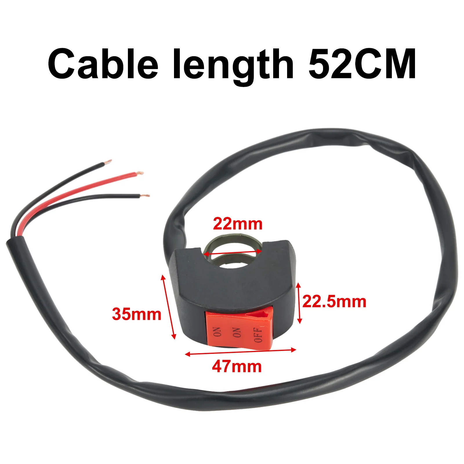 Handlebar Switch ON/OFF Switch 2-25cm/ 7/8\" About 52cm/20.5\" DC12V/10A Plastic On The Handlebar Three Buttons
Handlebar Switch ON/OFF Switch 2-25cm/ 7/8\" About 52cm/20.5\" DC12V/10A Plastic On The Handlebar Three Buttons