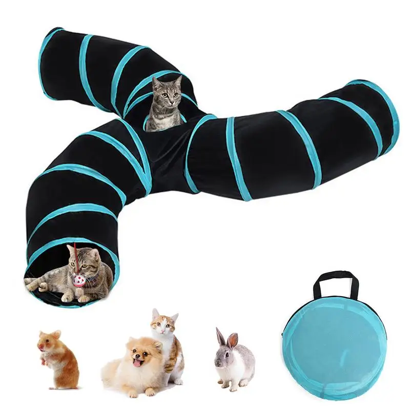 

Cat Tunnel Cat Toys 3-Way Collapsible Tube With Ball Maze Cat House Cat Tunnels Crinkle Play Toys Tube Fun For Rabbits Kittens