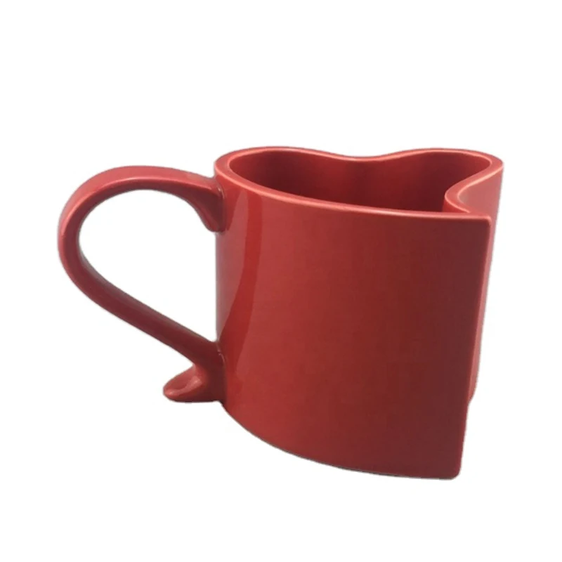

Чашка с красным сердцем и ручкой, керамическая кружка ко Дню Святого Валентина, чашка в форме Красного персика