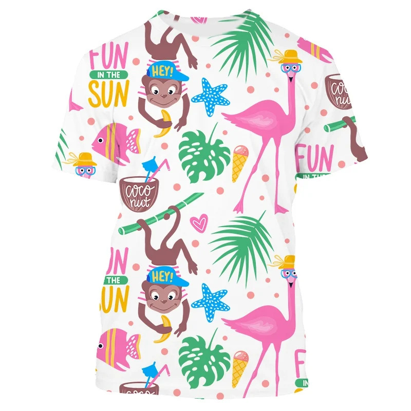 

Jumeast 3D Flamingo Monkey Printed T-shirty Cottagecore Oversize Cute Cartoon Animal Y2K T-shirts Aesthetic Clothing Streetwear