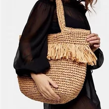 

Bohimian Tassel Big Straw Bags for Women Shoulder Bag Summer Woven Beach Bag Women Designer Handbags Boho Overlarge Shopper Bags