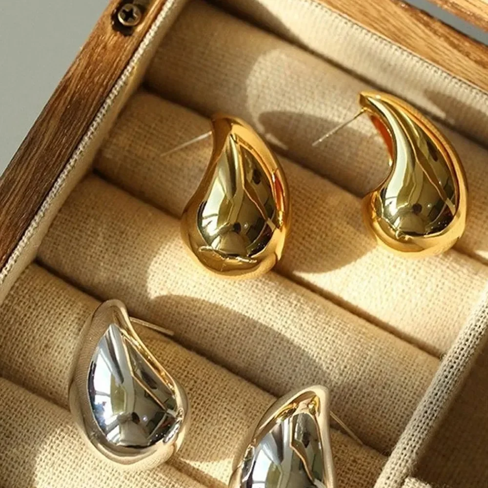 

DOTEFFIL Big Waterdrop Drop Earrings for Women Dupes Chunky Teardrop 925 Sterling Silver Gold Plated Statement Ear Jewelry