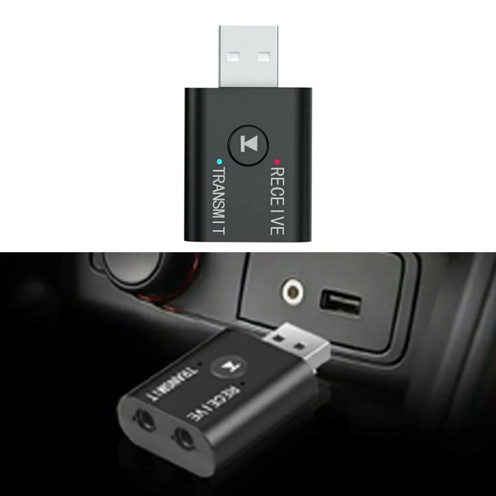 

Durable Bluetooth Transmitter&Receiver Black MP3/MP4 Wireless Aux Adapter For PC 2 IN 1 24 (Mbps) 42*25*11mm 5.0