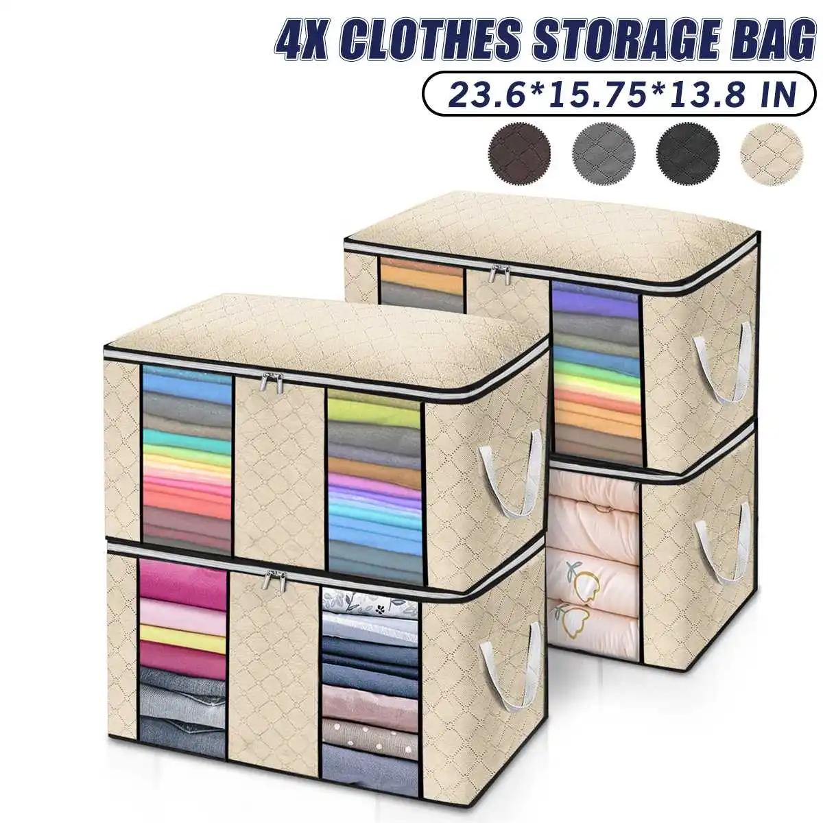 4 Pcs Storage Bag For Clothes Blanket Folding Thickened Non Woven Fabric Bags Pillow Quilt Organizer Big Capacity Wardrobe Case
4 Pcs Storage Bag For Clothes Blanket Folding Thickened Non Woven Fabric Bags Pillow Quilt Organizer Big Capacity Wardrobe Case