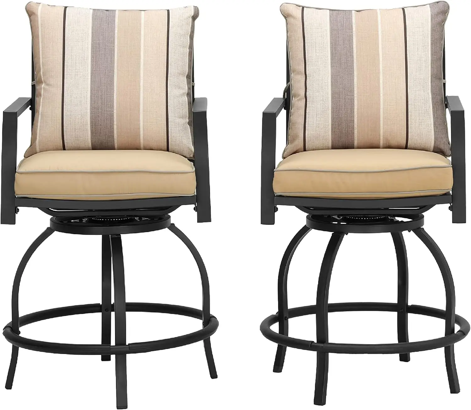 LOKATSE HOME Patio Set Swivel Chairs Bistro Height with Arms Outdoor Dining All Weather Bar Stools with Cushion(Set of 2), Beige
LOKATSE HOME Patio Set Swivel Chairs Bistro Height with Arms Outdoor Dining All Weather Bar Stools with Cushion(Set of 2), Beige