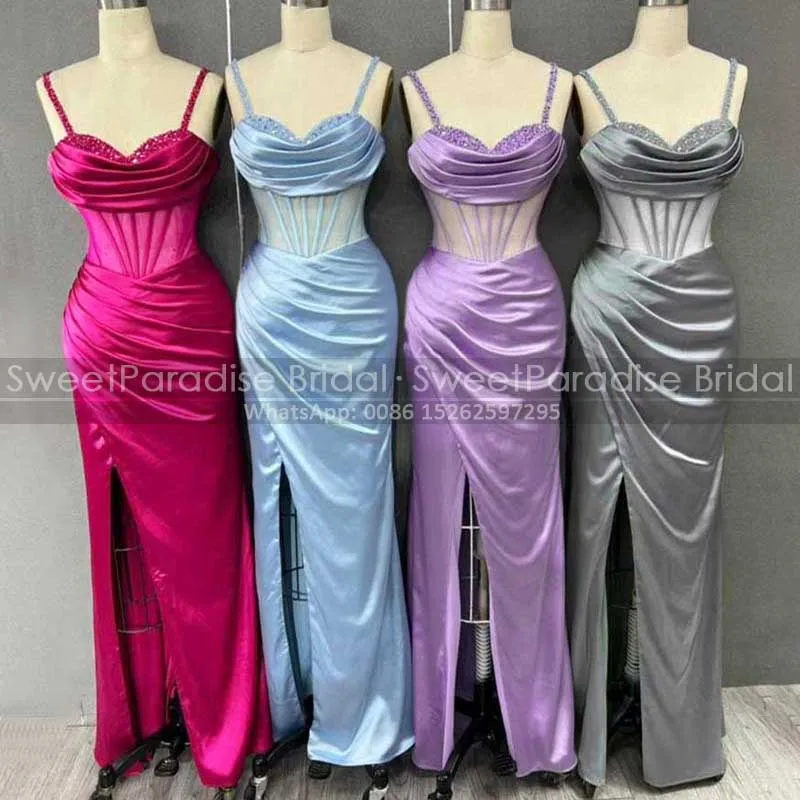 Luxury Beaded Sequins Bridesmaid Dresses Long Pleat Mermaid Side Split Spaghetti Straps Sheath Wedding Party Dress Maid Of Honor
Luxury Beaded Sequins Bridesmaid Dresses Long Pleat Mermaid Side Split Spaghetti Straps Sheath Wedding Party Dress Maid Of Honor