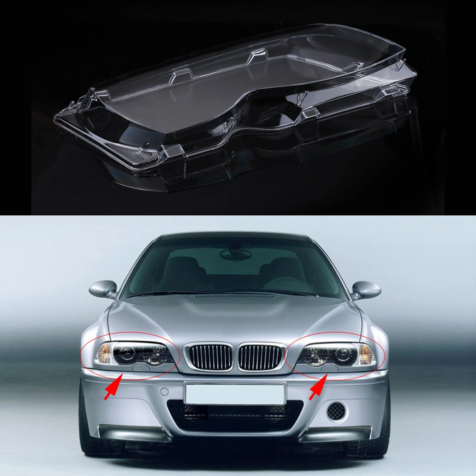 

2pcs Car Headlight Clear Lens Cover For BMW E46 4D 320i/325i/325xi/330i/330xi 02‑05 63126924043 63126924044