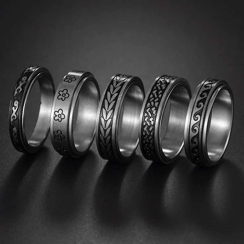 

Anxiety Ring Fidget Spinner Rings For Women Stainless Steel Rings Fidgets Rotate Freely Anti Stress Accessories Men's Jewelry