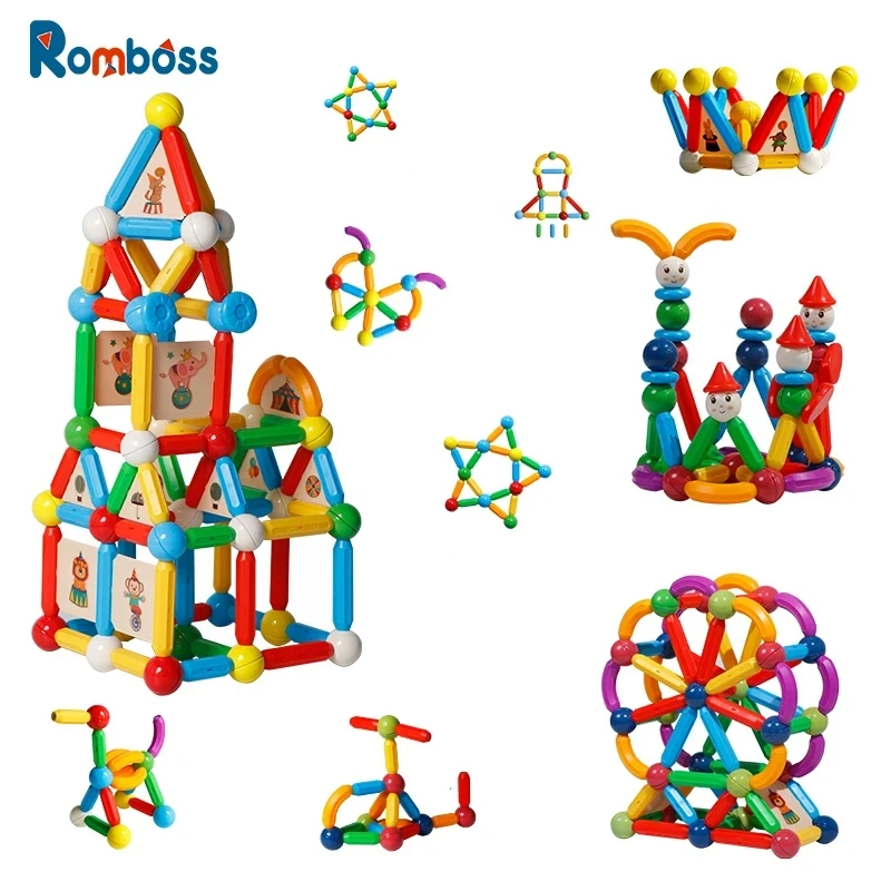 

Romboss 136pcs Magnetic Building Sticks Blocks Toy for Toddlers Montessori Educational Construction Set Magnet Toys for Kids