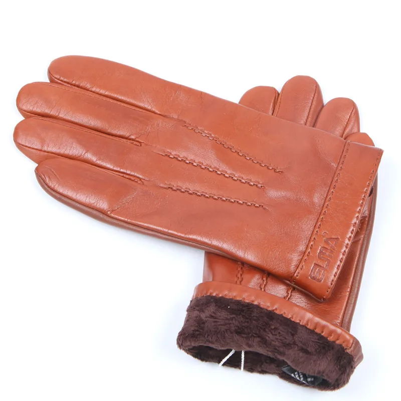 

Man's Real Leather Autumn Winter Gloves Plus Velvet Warm Sheepskin Full palm Touchscreen Gloves For Driving Male