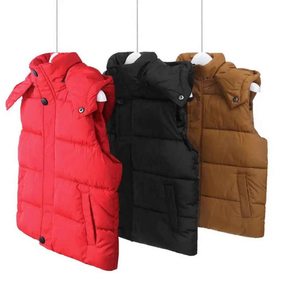 

2024 Girls Boys Hooded Vests Children's School Clothes Parent-Child Winter Baby Kids Waistcoat Outerwear Warm Jacket