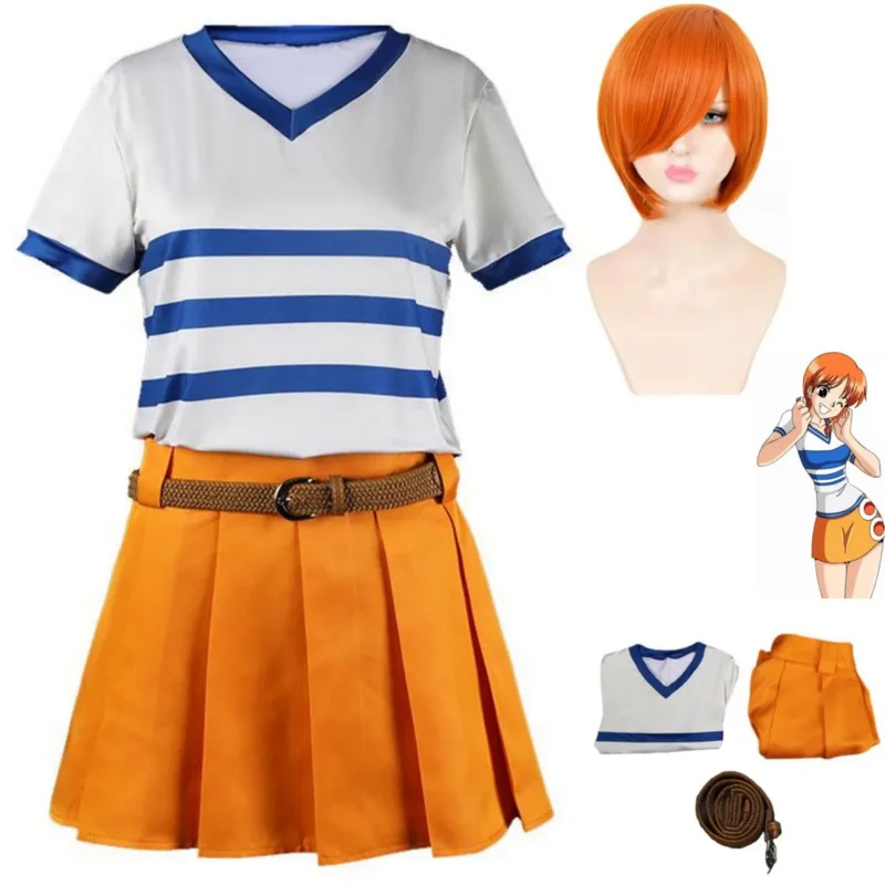 Anime Nami Cosplay Costume Two Years Ago Wig Daily Long Sleeved T-shirt Skirt Full Set Woman Sexy Kawaii Halloween Carnival Suit
Anime Nami Cosplay Costume Two Years Ago Wig Daily Long Sleeved T-shirt Skirt Full Set Woman Sexy Kawaii Halloween Carnival Suit