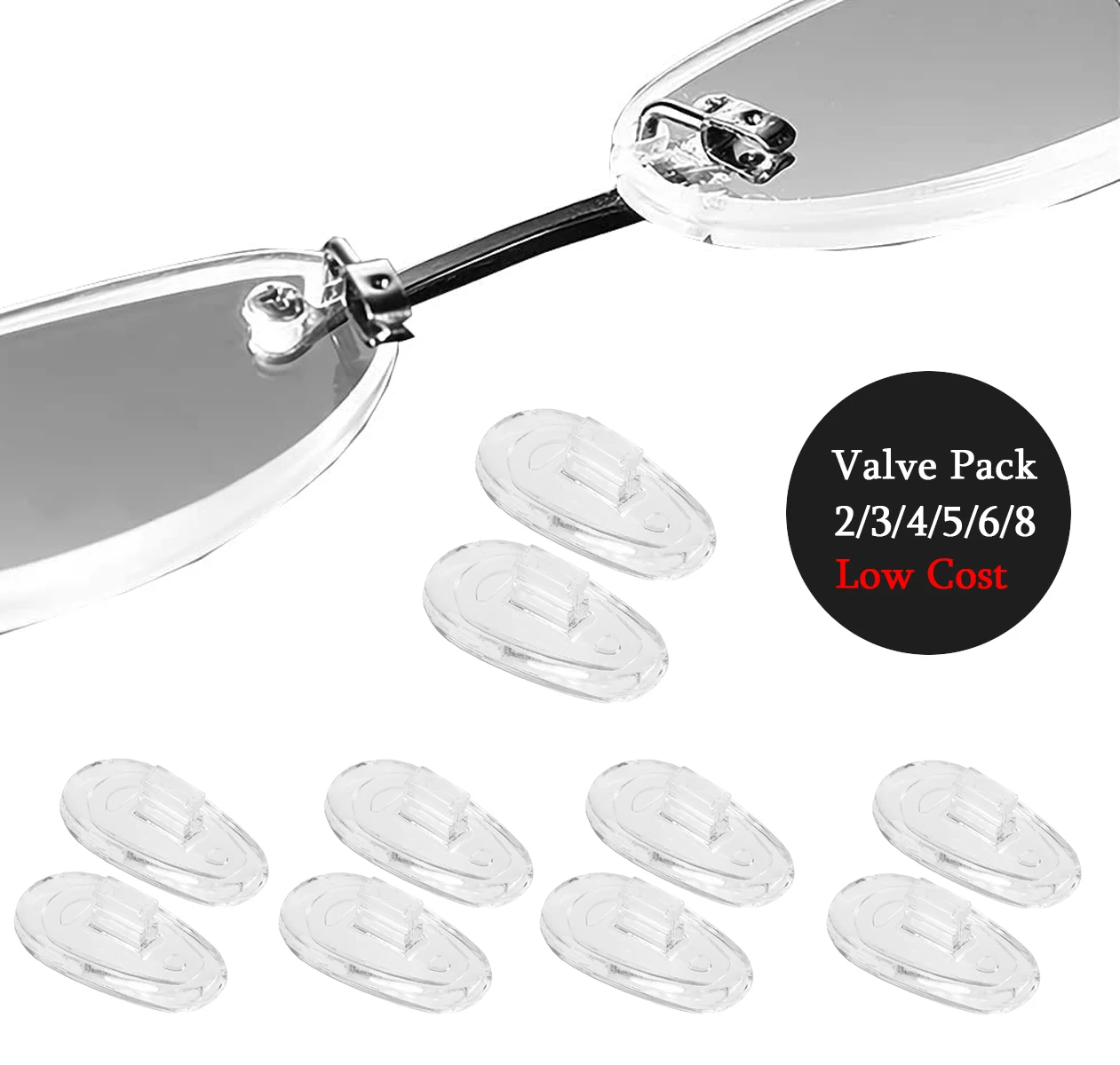 

2/3/4/5/6/8 Pairs Nose Pads for Oakley Outer Foil OX3246 Eyeglasses Frame, Clear Replacement Nose Piece Guards - Value Pack