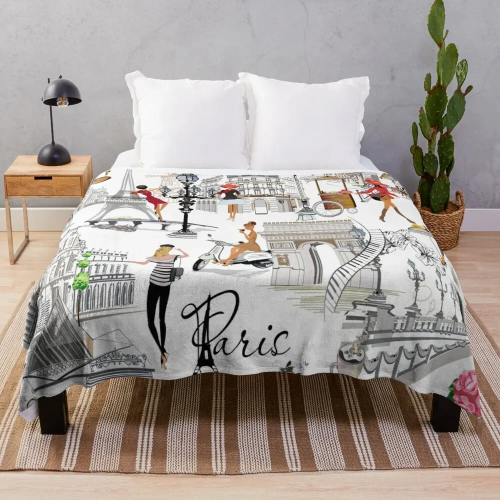 

Плед-одеяло для путешествий в Париж, идея для подарка на День святого Валентина, одиночные диваны, клетчатые одеяла для кровати