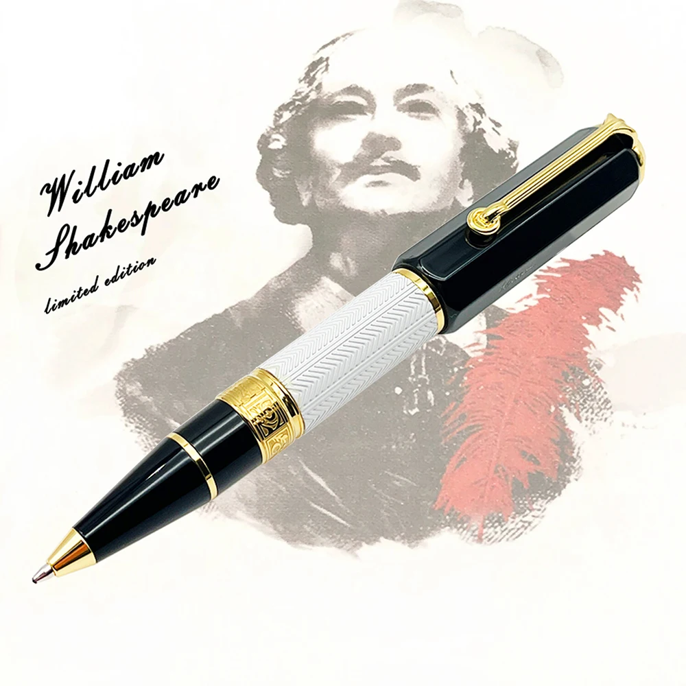 

YAMALANG Premier 1:1 Detail Luxury Writer Edition William Shakespeare MB Carbon Fibre Ballpoint Pen With Serial Number 6836/9000