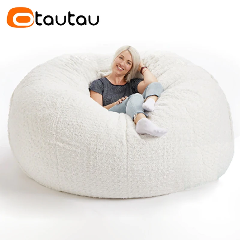 

OTAUTAU 5ft Giant Faux Cashmere Fleece Bean Bag Cover Without Filler Big Beanbag Pouf Sofa Bed Lounger Thick Soft Warm DD056