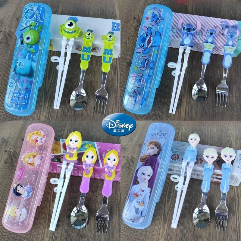 

Disney cutlery 3D children's chopsticks baby practice chopsticks 304 stainless steel spoon fork cutlery box