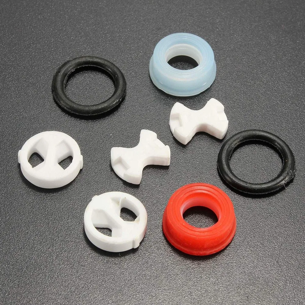 

6pcs/set O Ring Gasket Silicon Washer Kit Cold And Hot Faucet Accessories Ceramic & Rubber Easy To Install Tools