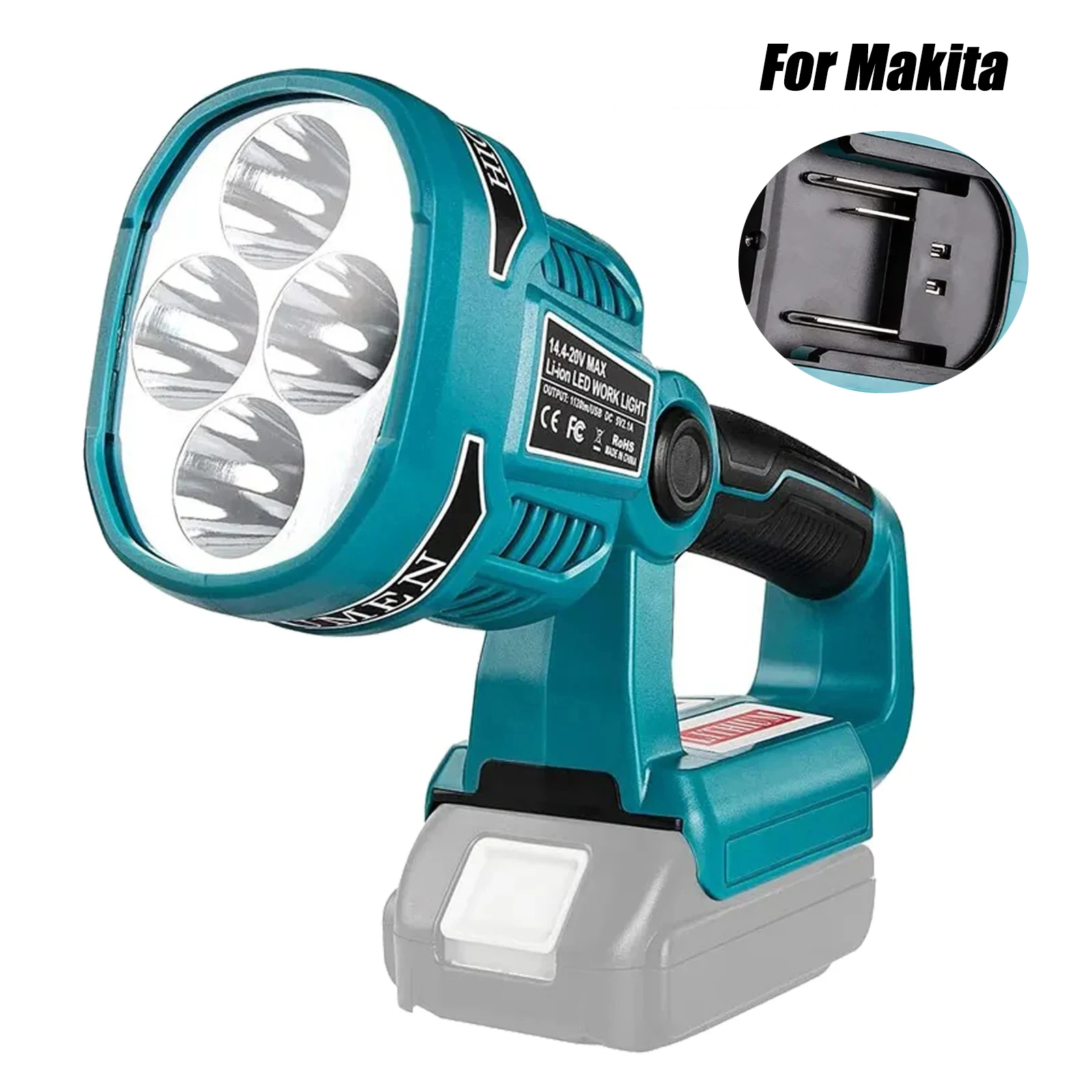 

9inch 12W 1120LM Emergency LED Work Light for Makita 14.4V-20V Li-ion Battery Super Bright Portable Handheld Flashlight