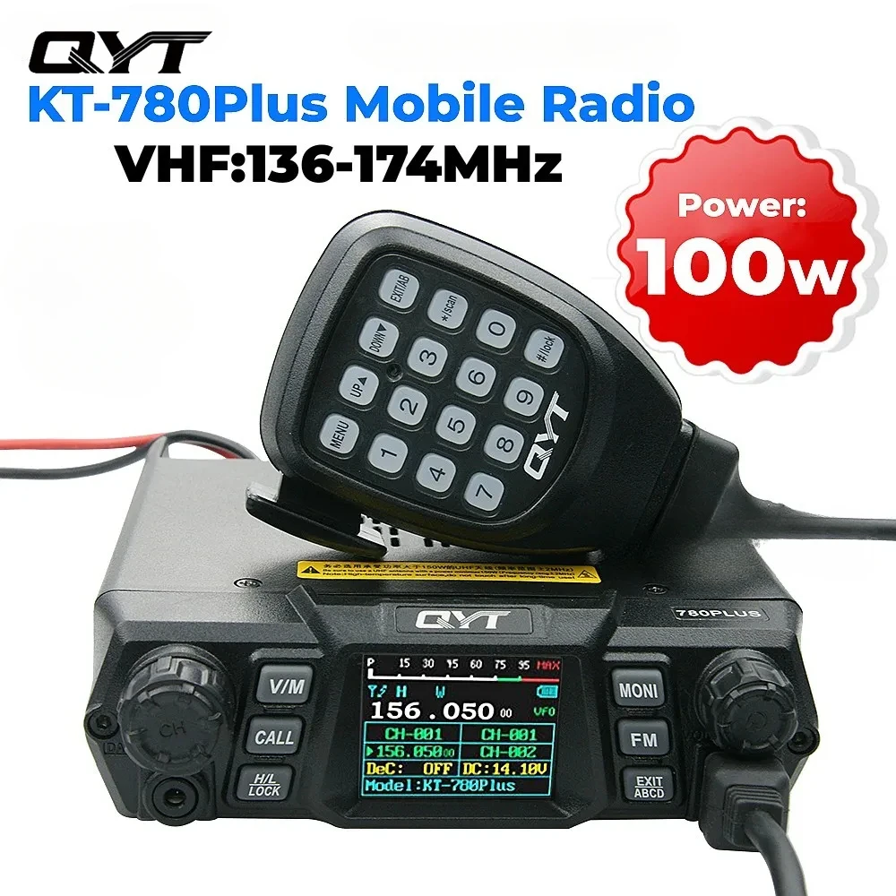 

QYT KT-780 Plus High Power 100W VHF 136-174mhz or 75W UHF 400-480MHz Car Radio/Mobile Transceiver KT780 Long Range Transceiver