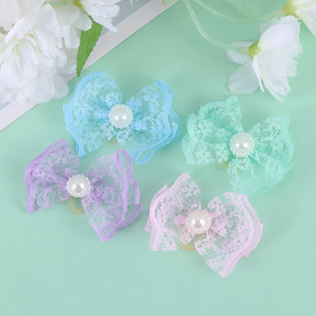 

20pcs Puppy Hair Bows Small Bowknot Hair Tie Rubber Hair Band Hair Accessories Bow Grooming Products for Cat Puppy Mixed Color