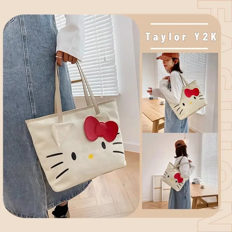New Sanrio Hello Kitty Canvas Bag Anime Y2K Girls Tote Bag Cartoon Kawaii Fashion Large Capacity Women's Handbag Shoulder Bag
New Sanrio Hello Kitty Canvas Bag Anime Y2K Girls Tote Bag Cartoon Kawaii Fashion Large Capacity Women's Handbag Shoulder Bag
