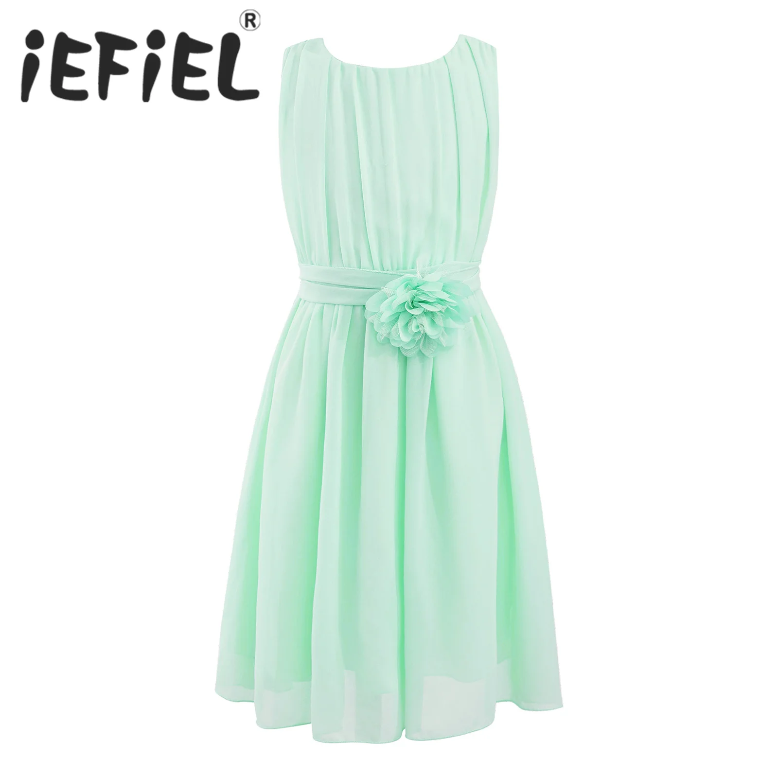 Kids Girls Summer Chiffon Dress Round Neck Sleeveless Flower Waistband Ruched Casual Tulle Dress for Birthday Party Wedding Prom
Kids Girls Summer Chiffon Dress Round Neck Sleeveless Flower Waistband Ruched Casual Tulle Dress for Birthday Party Wedding Prom