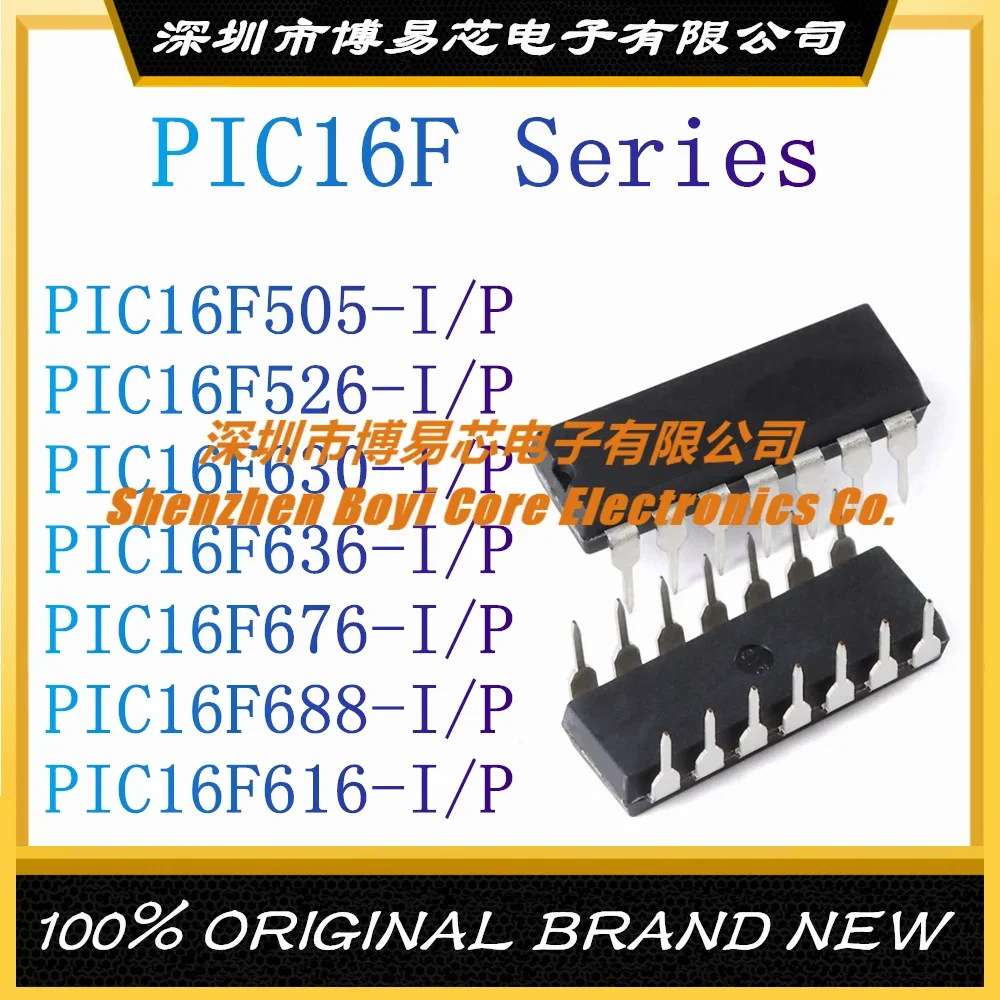 

PIC16F505-I PIC16F526-I PIC16F630-I PIC16F636-I PIC16F676-I PIC16F688-I PIC16F616-I P DIP-14 PIC Microcomputer IC Chip