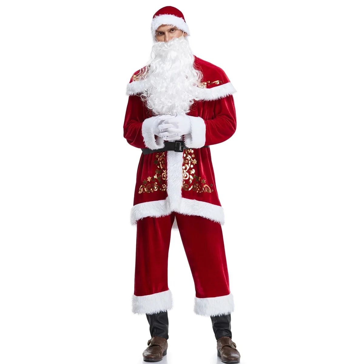 Xmas Santa Claus Suit Adult Christmas Cosplay Costume Red Deluxe Velvet Fancy 7pcs Set Xmas Party Man Costume S-XXL
Xmas Santa Claus Suit Adult Christmas Cosplay Costume Red Deluxe Velvet Fancy 7pcs Set Xmas Party Man Costume S-XXL