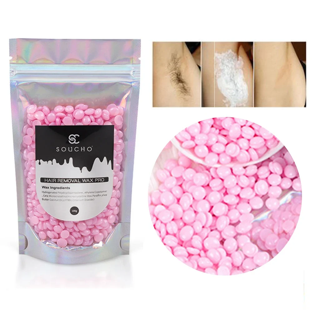 

100g Hard Wax Beans Solid Painless Depilatory Hot No Strip Film Hard Wax Pellet Face Legs Body Hair Bikini Hair Removal Cream