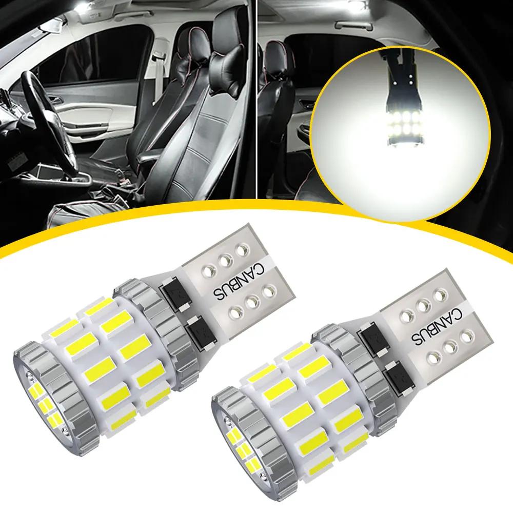 

2pcs T10 W5W LED Canbus Bulbs 168 194 3014 SMD Wedge Parking Light License Plate Light Clearance Lights Reading Lamps White