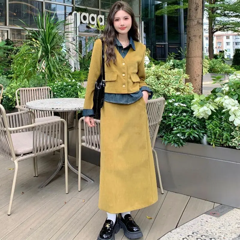 Korean-style Chic Fake Two-piece Retro Lar Spring Women's Suit Jacket Top High-waist Split Half-length Long Skirt Two-piece Set
Korean-style Chic Fake Two-piece Retro Lar Spring Women's Suit Jacket Top High-waist Split Half-length Long Skirt Two-piece Set