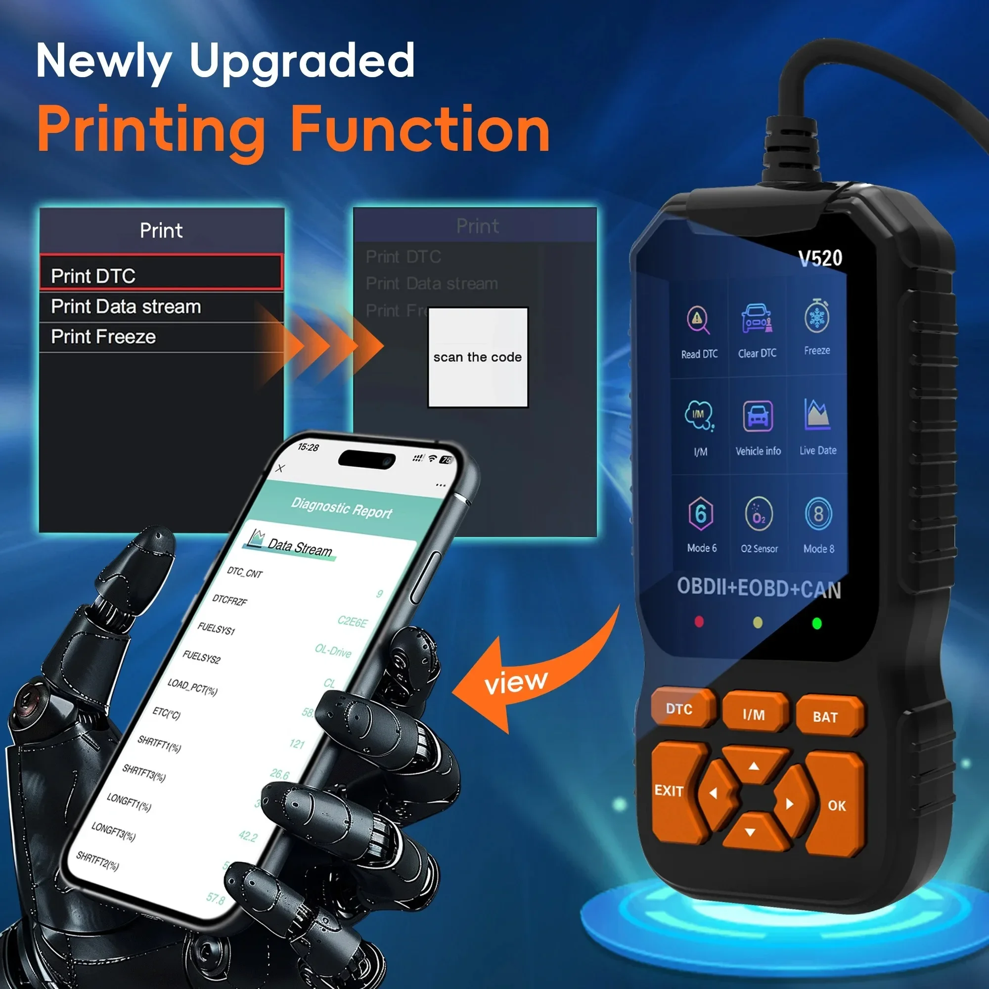 Herramienta de escaneo de diagnóstico de escáner de coche OBD2, lector de código de falla de vehículo mecánico profesional, Control de código de falla de lectura automática Mo Herramienta de escaneo de diagnóstico de escáner de coche OBD2, lector de código de falla de vehículo mecánico profesional, Control de código de falla de lectura automática Mo