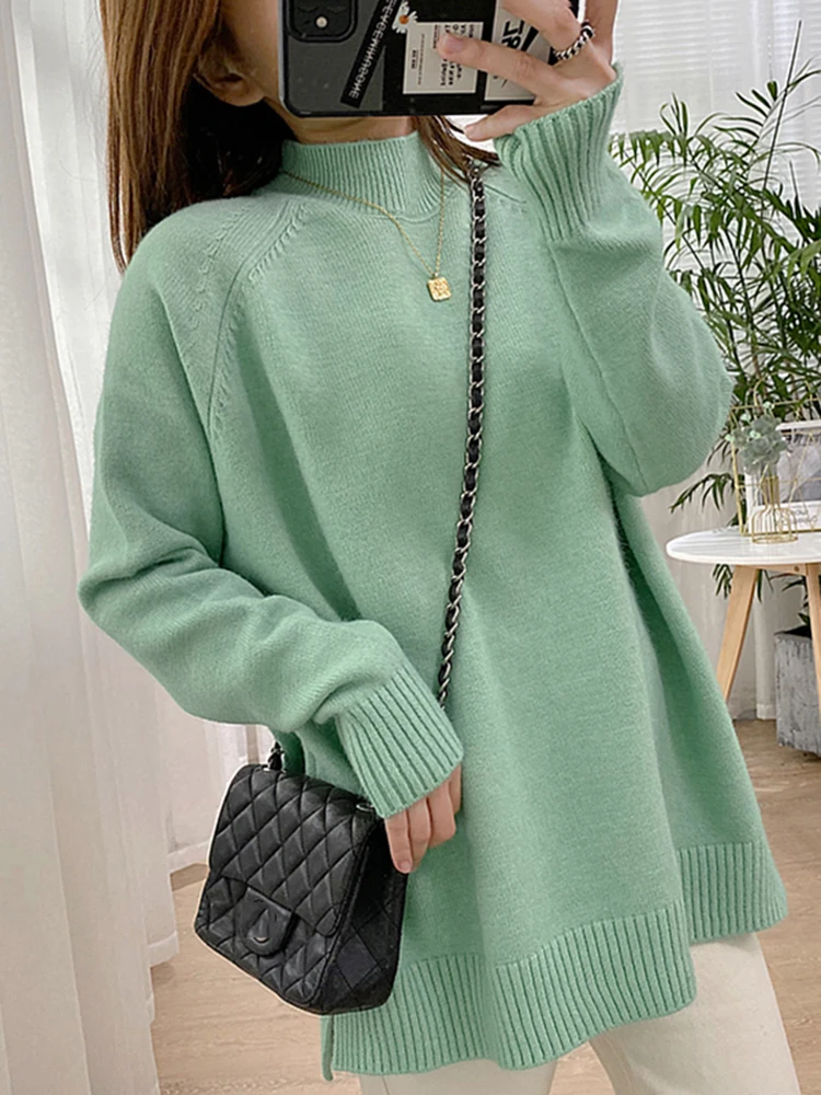 Women Mock Neck Pullovers Sweater High Quality Jumper Split Fall Winter Clothes Beige Purple Green 8 Colors
Women Mock Neck Pullovers Sweater High Quality Jumper Split Fall Winter Clothes Beige Purple Green 8 Colors