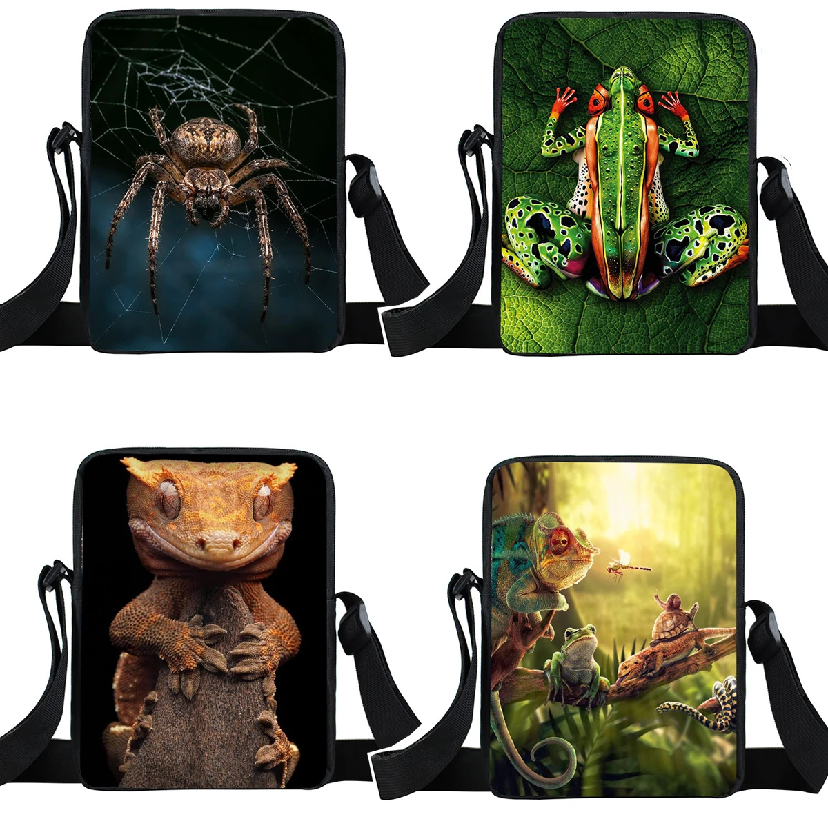 

Reptiles Animal Messenger Bag Snake / Cobra / Lizards / Cameleon / Frogs Shoulder Bags Women Handbags Ladies Crossbody Bag