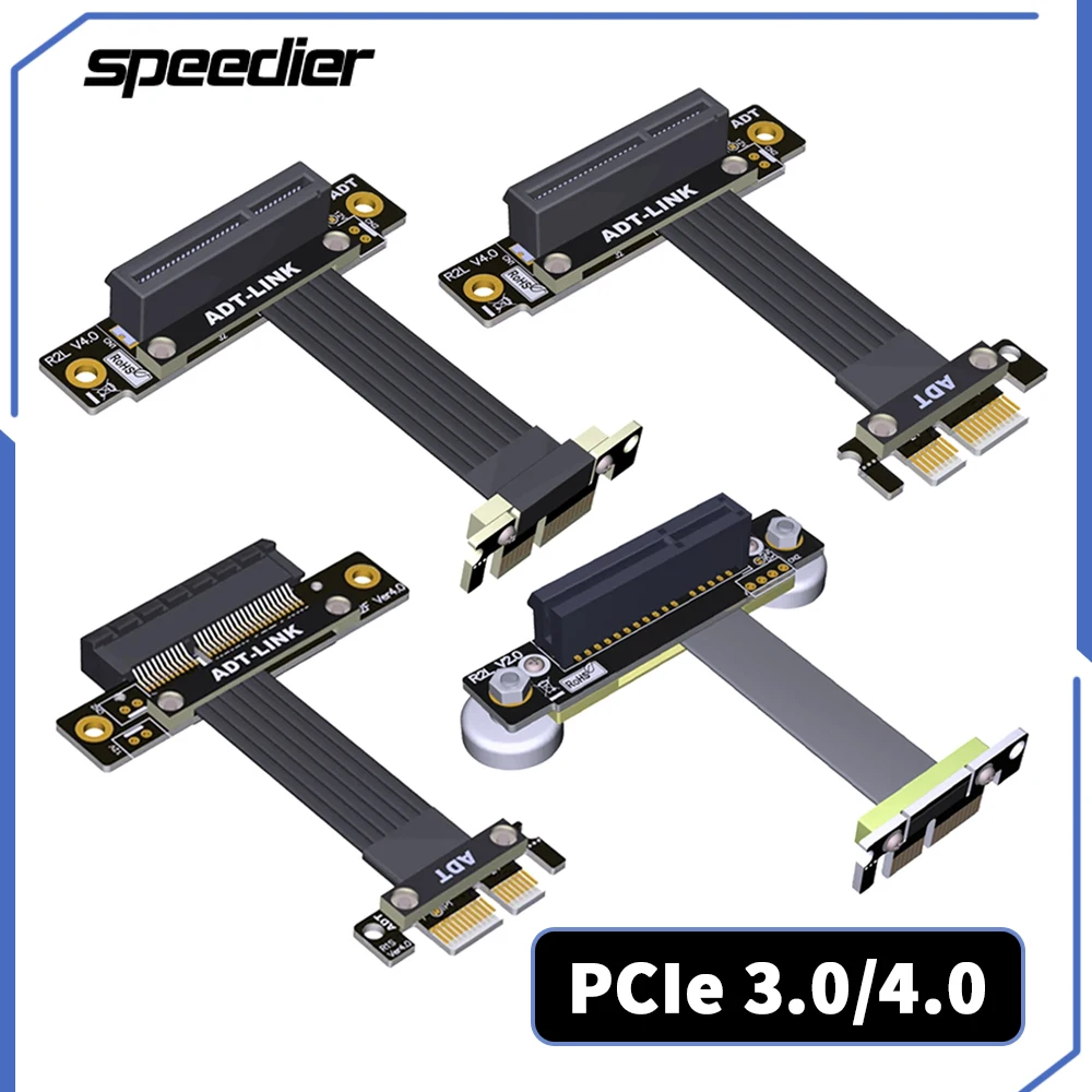 

Кабель Riser PCIe 4,0 3,0x1 к x4 переходник «штырь-гнездо» двойной под прямым углом 90 градусов Поддержка сетевой карты удлинитель для жесткого диска