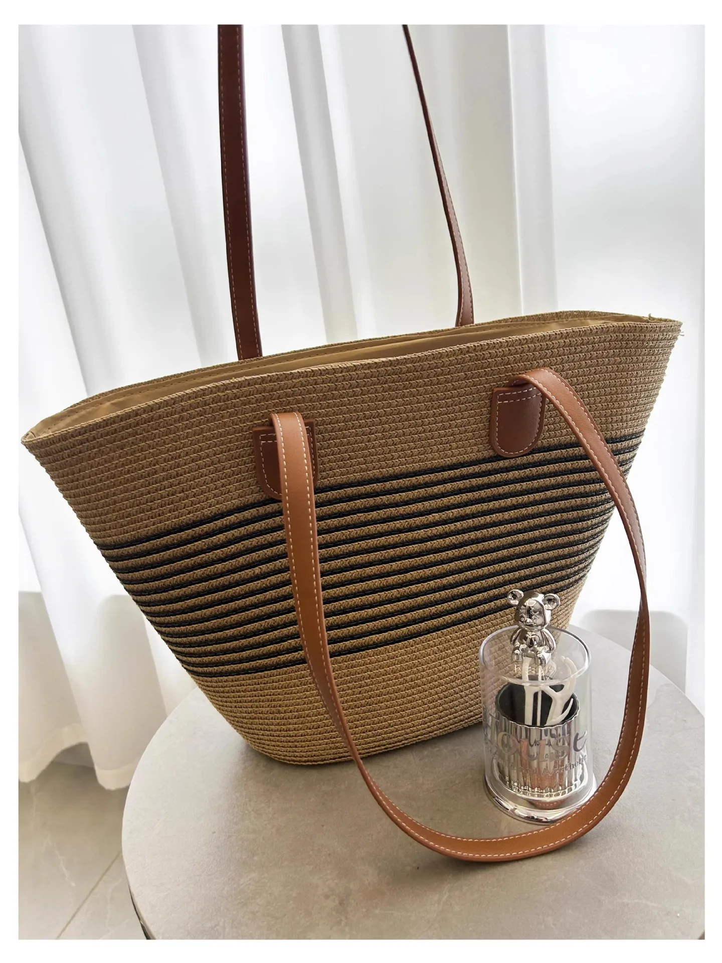 Braided Basket Beach Bag - Large Handmade Rattan Summer Tote 10 S009d561840064356809f9dfba975d45aw