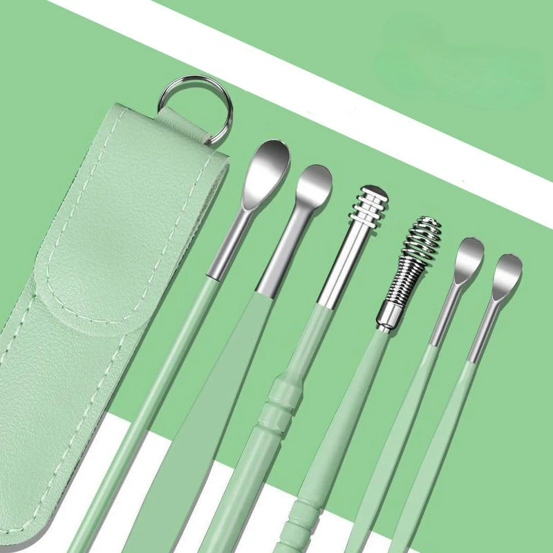 

6PCS Ear Cleaner Wax Removal Tool Earpick Sticks Trimmer Earwax Remover Curette Ear Pick Cleaning Ear Spoon Health Care Earpick