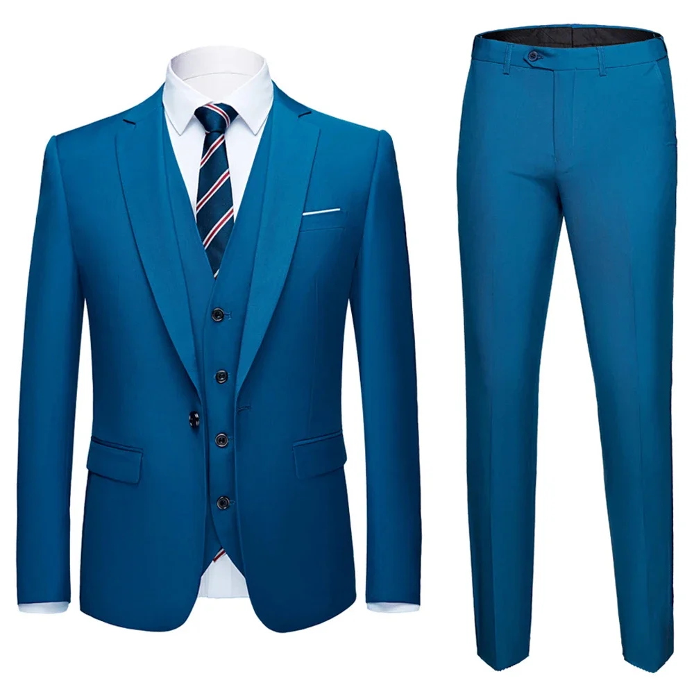 

Men Blazers Suit Wedding 3 Pieces Business 2 Set Elegant Full Coat Pants Latest Vest 2023 Slim Fit Jacket Trousers