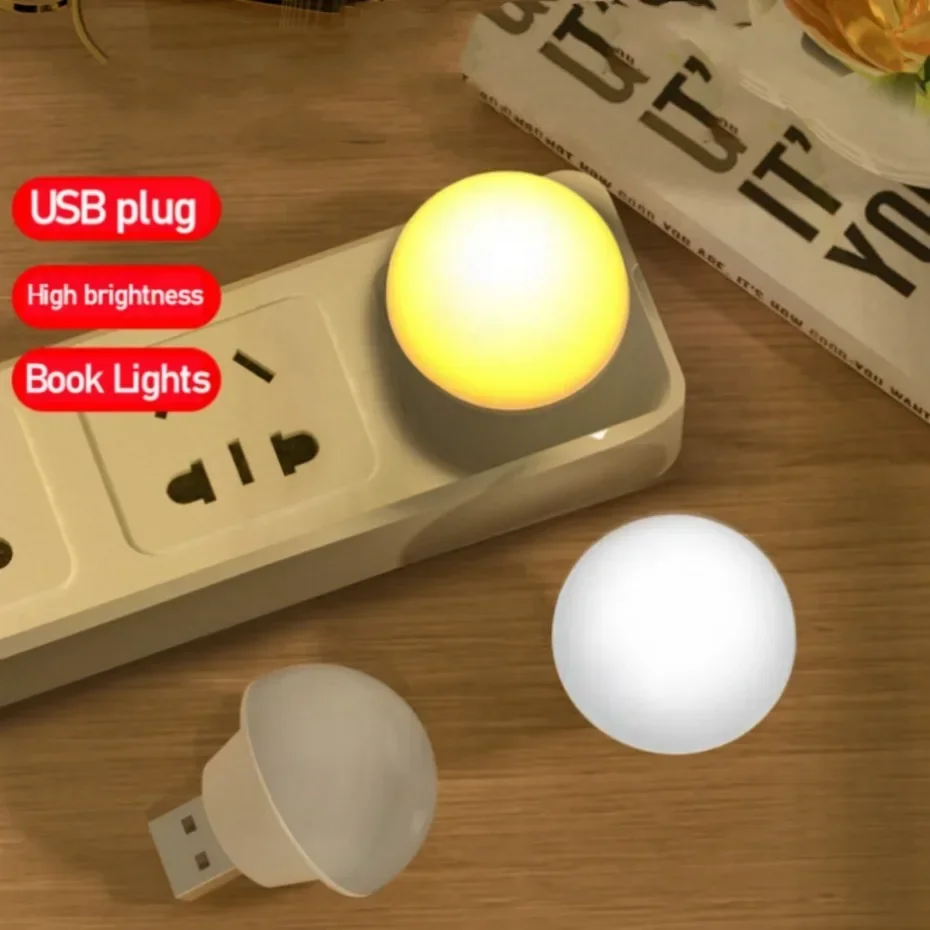 

USB LED Plug Lamp Super Bright Eye Protection USB Book Light Computer Mobile Power Charging LED Night Light Home lighting