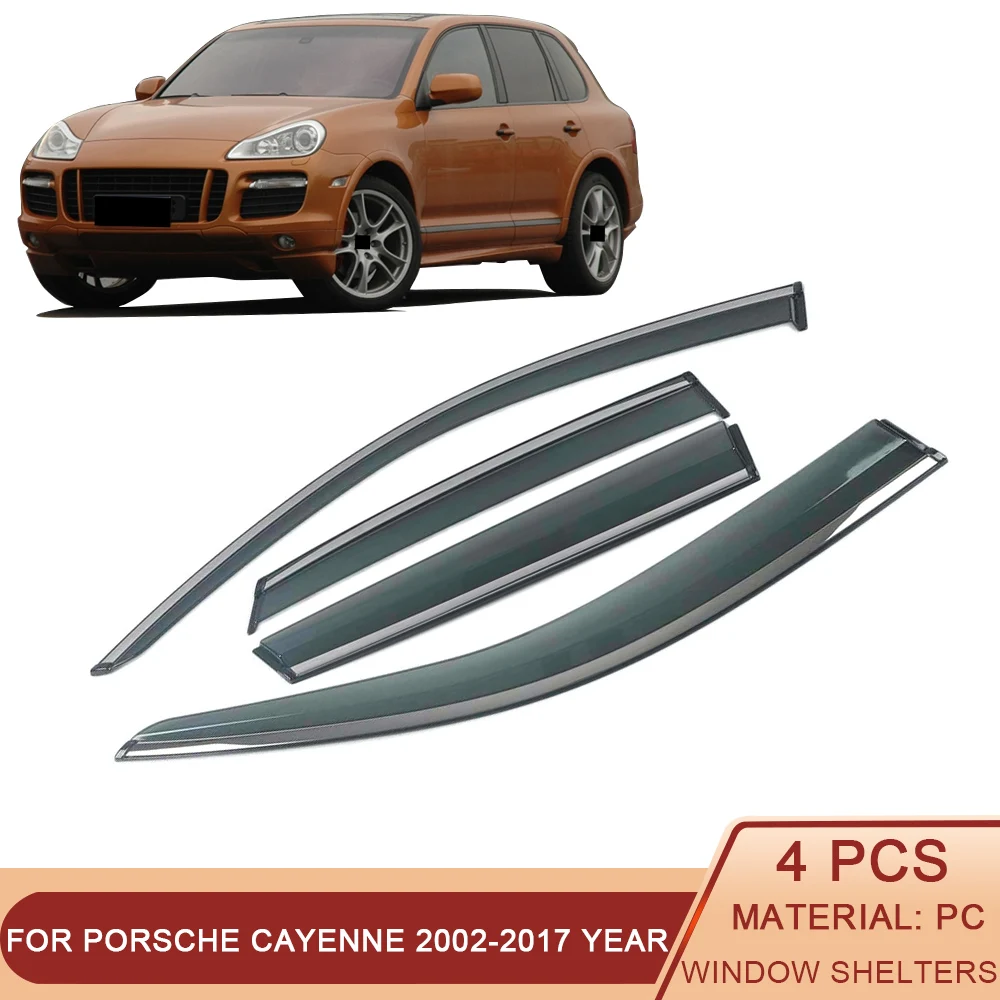 

For PORSCHE Cayenne 2002-2017 Car Window Sun Rain Shade Visors Shield Shelter Protector Cover Trim Frame Sticker Accessories